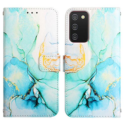 Leather Case Stands Fashionable Pattern Flip Cover Holder Y05B for Samsung Galaxy F02S SM-E025F Green