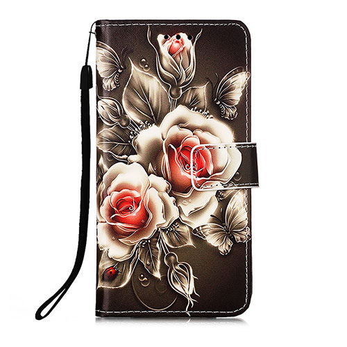 Leather Case Stands Fashionable Pattern Flip Cover Holder Y05B for Samsung Galaxy S21 5G Black