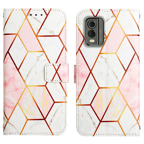 Leather Case Stands Fashionable Pattern Flip Cover Holder YB1 for Nokia C210 White