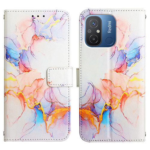 Leather Case Stands Fashionable Pattern Flip Cover Holder YB1 for Xiaomi Poco C55 Blue