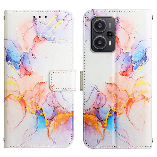 Leather Case Stands Fashionable Pattern Flip Cover Holder YB1 for Xiaomi Poco F5 5G Blue