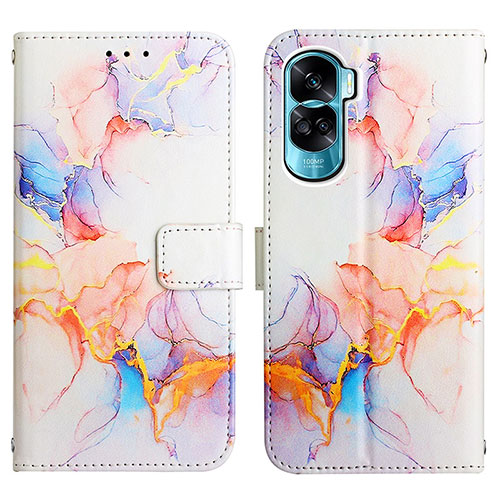 Leather Case Stands Fashionable Pattern Flip Cover Holder YB4 for Huawei Honor 90 Lite 5G Blue