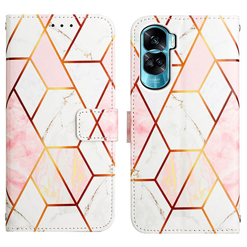 Leather Case Stands Fashionable Pattern Flip Cover Holder YB4 for Huawei Honor 90 Lite 5G White