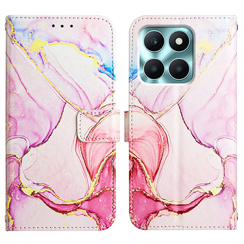 Leather Case Stands Fashionable Pattern Flip Cover Holder YB4 for Huawei Honor X6a Pink