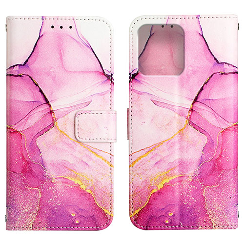 Leather Case Stands Fashionable Pattern Flip Cover Holder YB4 for Motorola Moto Edge 40 Pro 5G Hot Pink