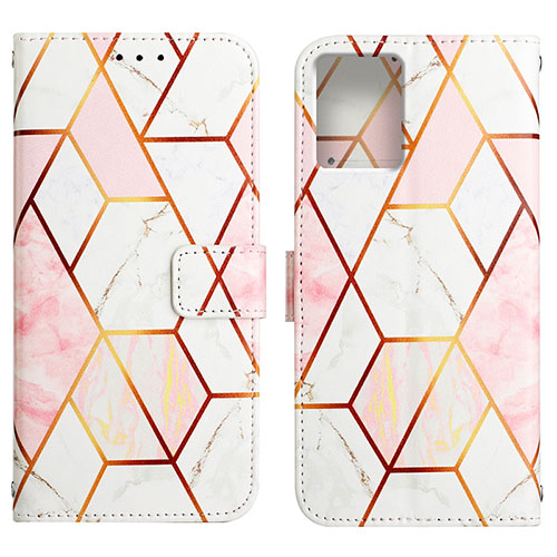 Leather Case Stands Fashionable Pattern Flip Cover Holder YB4 for Motorola Moto G 5G (2023) White