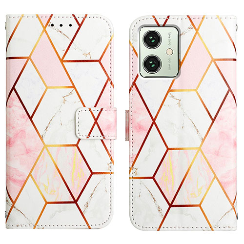 Leather Case Stands Fashionable Pattern Flip Cover Holder YB4 for Motorola Moto G54 5G White