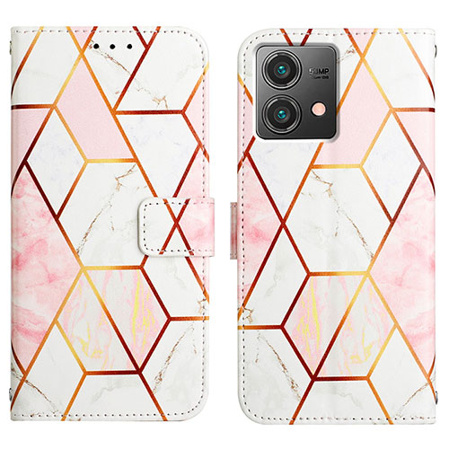 Leather Case Stands Fashionable Pattern Flip Cover Holder YB4 for Motorola Moto G84 5G White