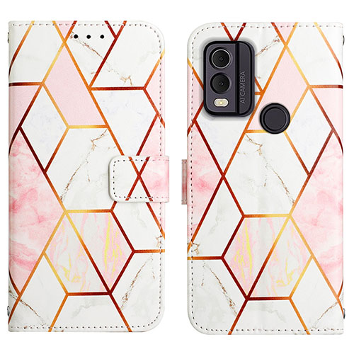 Leather Case Stands Fashionable Pattern Flip Cover Holder YB4 for Nokia C22 White