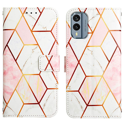 Leather Case Stands Fashionable Pattern Flip Cover Holder YB4 for Nokia X30 5G White