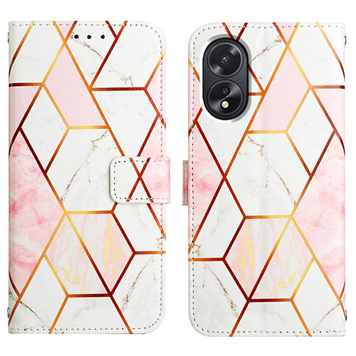 Leather Case Stands Fashionable Pattern Flip Cover Holder YB4 for Oppo A18 White