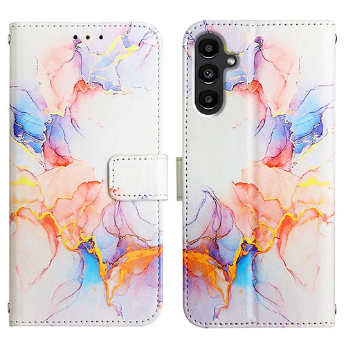 Leather Case Stands Fashionable Pattern Flip Cover Holder YB4 for Samsung Galaxy A24 4G Blue