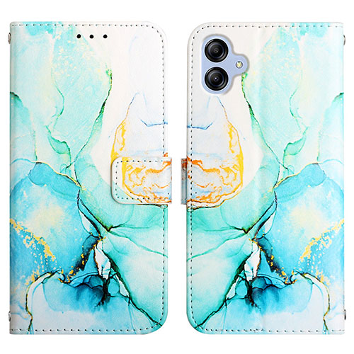 Leather Case Stands Fashionable Pattern Flip Cover Holder YB4 for Samsung Galaxy F04 Green