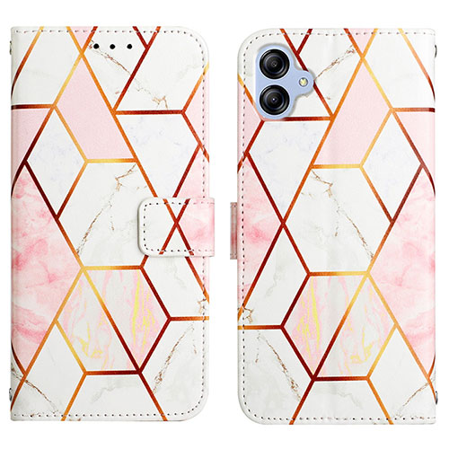 Leather Case Stands Fashionable Pattern Flip Cover Holder YB4 for Samsung Galaxy M04 White