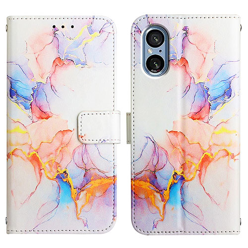 Leather Case Stands Fashionable Pattern Flip Cover Holder YB4 for Sony Xperia 5 V Blue