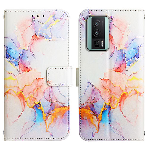 Leather Case Stands Fashionable Pattern Flip Cover Holder YB4 for Xiaomi Poco F5 Pro 5G Blue