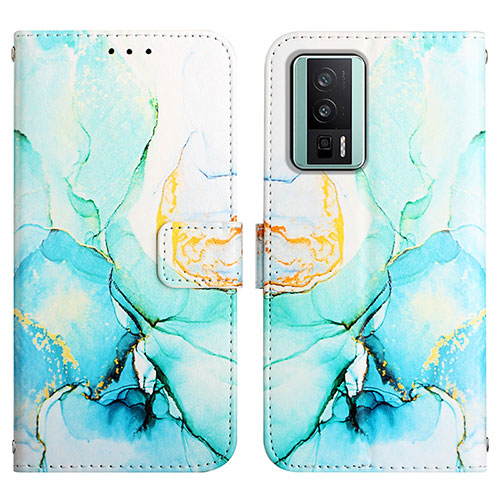 Leather Case Stands Fashionable Pattern Flip Cover Holder YB4 for Xiaomi Poco F5 Pro 5G Green