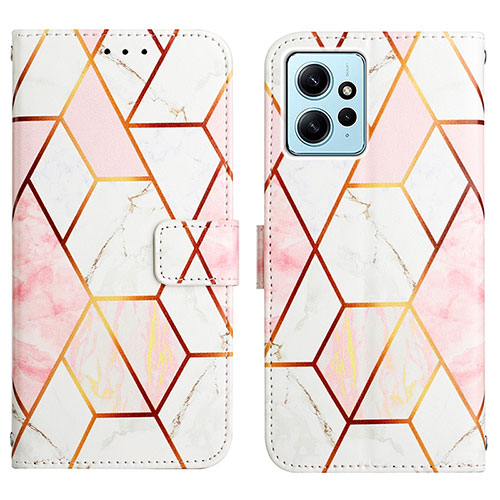 Leather Case Stands Fashionable Pattern Flip Cover Holder YB4 for Xiaomi Redmi Note 12 4G White