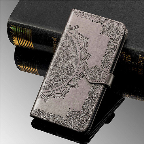 Leather Case Stands Fashionable Pattern Flip Cover L02 Holder for Xiaomi Mi 11 5G Gray