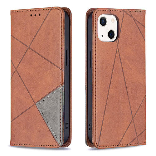 Leather Case Stands Fashionable Pattern Flip Cover L04 Holder for Apple iPhone 13 Brown