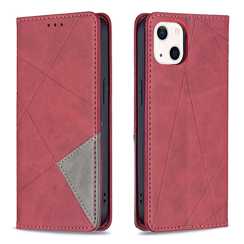 Leather Case Stands Fashionable Pattern Flip Cover L04 Holder for Apple iPhone 13 Mini Red