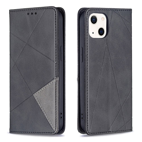 Leather Case Stands Fashionable Pattern Flip Cover L04 Holder for Apple iPhone 15 Black