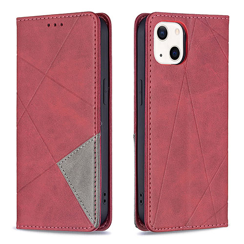 Leather Case Stands Fashionable Pattern Flip Cover L04 Holder for Apple iPhone 15 Plus Red