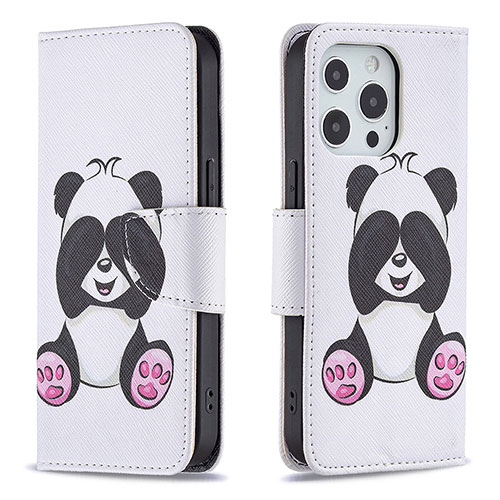 Leather Case Stands Fashionable Pattern Flip Cover L07 Holder for Apple iPhone 13 Pro Max White