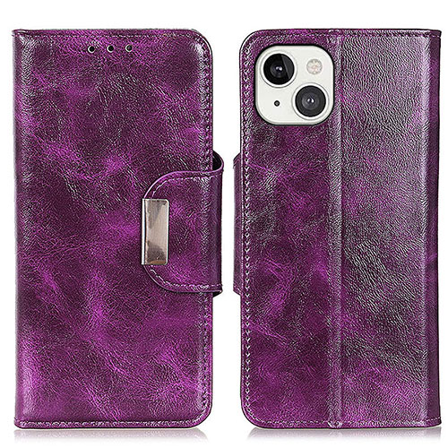 Leather Case Stands Flip Cover A01 Holder for Apple iPhone 13 Purple