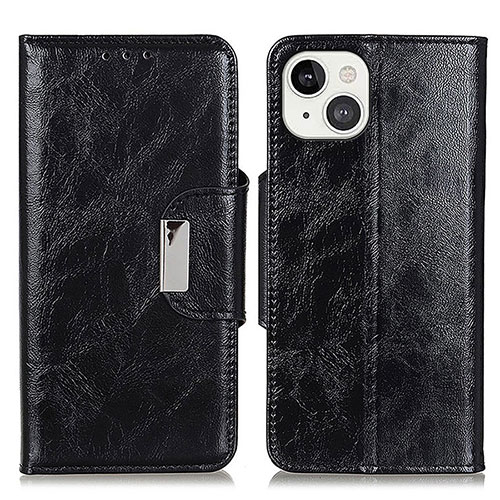 Leather Case Stands Flip Cover A01 Holder for Apple iPhone 14 Black