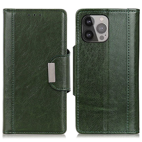 Leather Case Stands Flip Cover A03 Holder for Apple iPhone 13 Pro Green