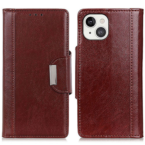 Leather Case Stands Flip Cover A03 Holder for Apple iPhone 15 Red