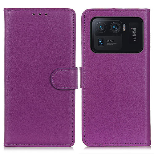 Leather Case Stands Flip Cover A03D Holder for Xiaomi Mi 11 Ultra 5G Purple