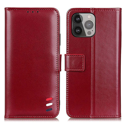 Leather Case Stands Flip Cover A04 Holder for Apple iPhone 13 Pro Max Red