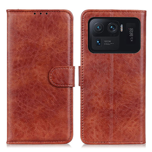 Leather Case Stands Flip Cover A04D Holder for Xiaomi Mi 11 Ultra 5G Brown