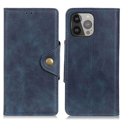 Leather Case Stands Flip Cover A05 Holder for Apple iPhone 14 Pro Max Blue