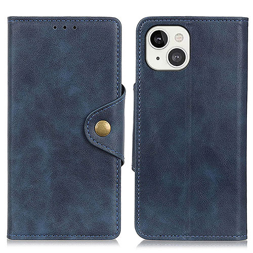 Leather Case Stands Flip Cover A05 Holder for Apple iPhone 15 Blue