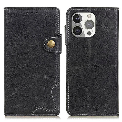 Leather Case Stands Flip Cover A06 Holder for Apple iPhone 14 Pro Black