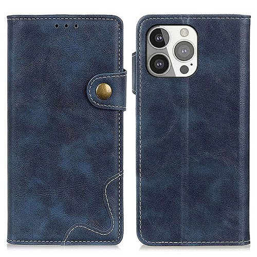 Leather Case Stands Flip Cover A06 Holder for Apple iPhone 14 Pro Blue