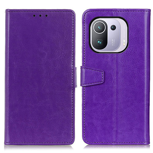 Leather Case Stands Flip Cover A06D Holder for Xiaomi Mi 11 Pro 5G Purple