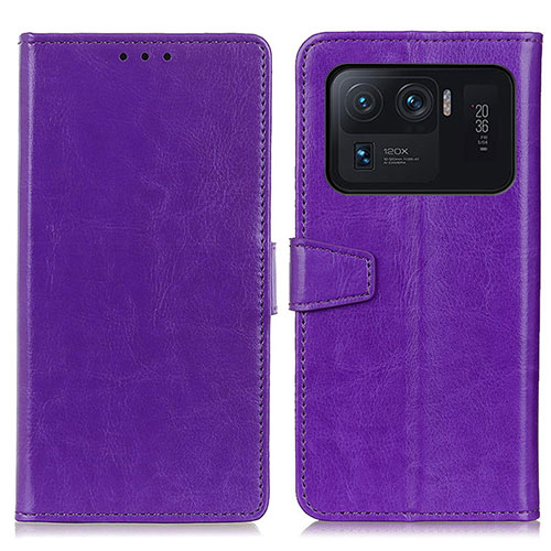 Leather Case Stands Flip Cover A06D Holder for Xiaomi Mi 11 Ultra 5G Purple