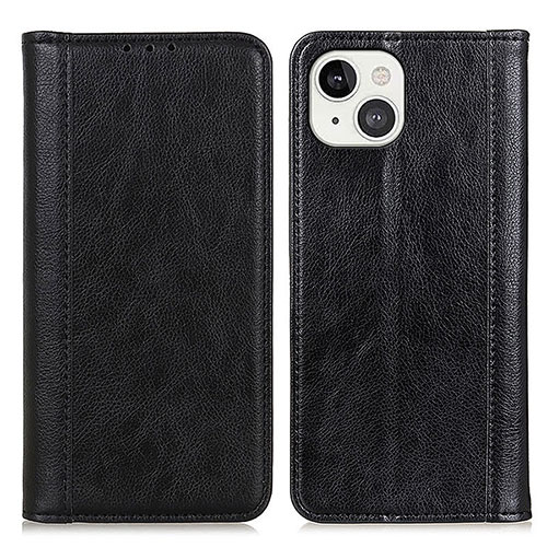 Leather Case Stands Flip Cover A08 Holder for Apple iPhone 15 Plus Black