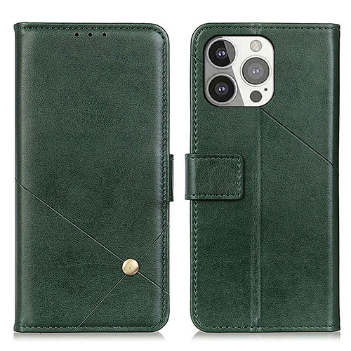 Leather Case Stands Flip Cover A09 Holder for Apple iPhone 14 Pro Green