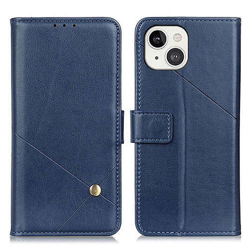 Leather Case Stands Flip Cover A09 Holder for Apple iPhone 15 Blue