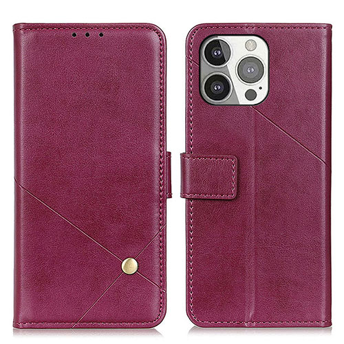 Leather Case Stands Flip Cover A09 Holder for Apple iPhone 15 Pro Purple