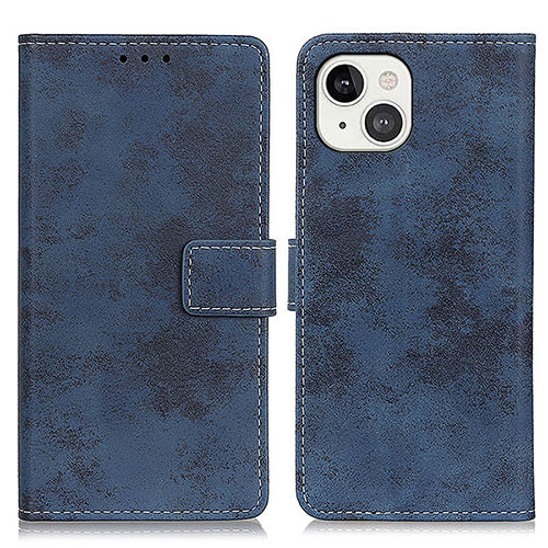 Leather Case Stands Flip Cover A10 Holder for Apple iPhone 15 Blue