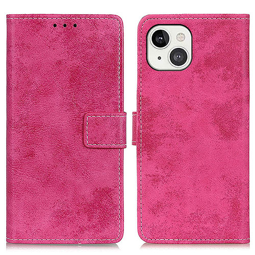 Leather Case Stands Flip Cover A10 Holder for Apple iPhone 15 Plus Hot Pink