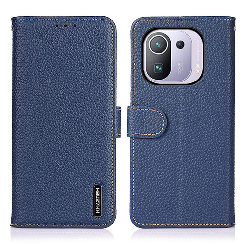 Leather Case Stands Flip Cover B01H Holder for Xiaomi Mi 11 Pro 5G Blue