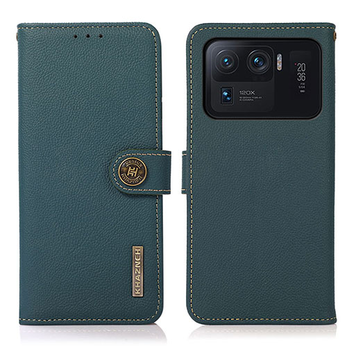 Leather Case Stands Flip Cover B02H Holder for Xiaomi Mi 11 Ultra 5G Green