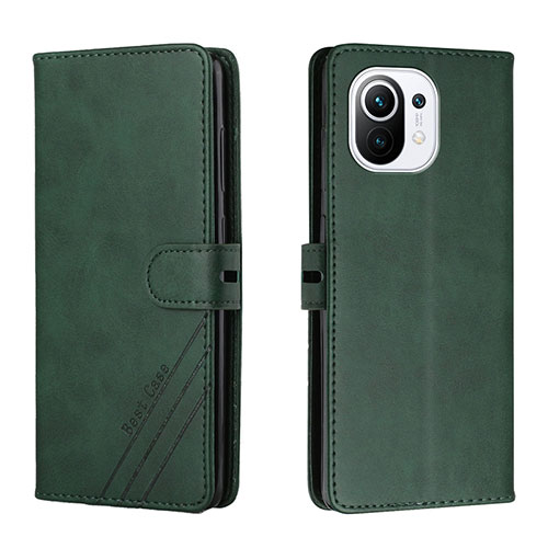 Leather Case Stands Flip Cover C03 Holder for Xiaomi Mi 11 Lite 4G Green